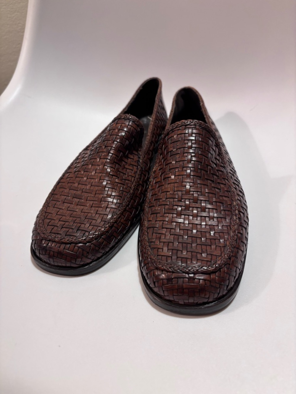 Cole Haan Brown Woven Leather Loafers